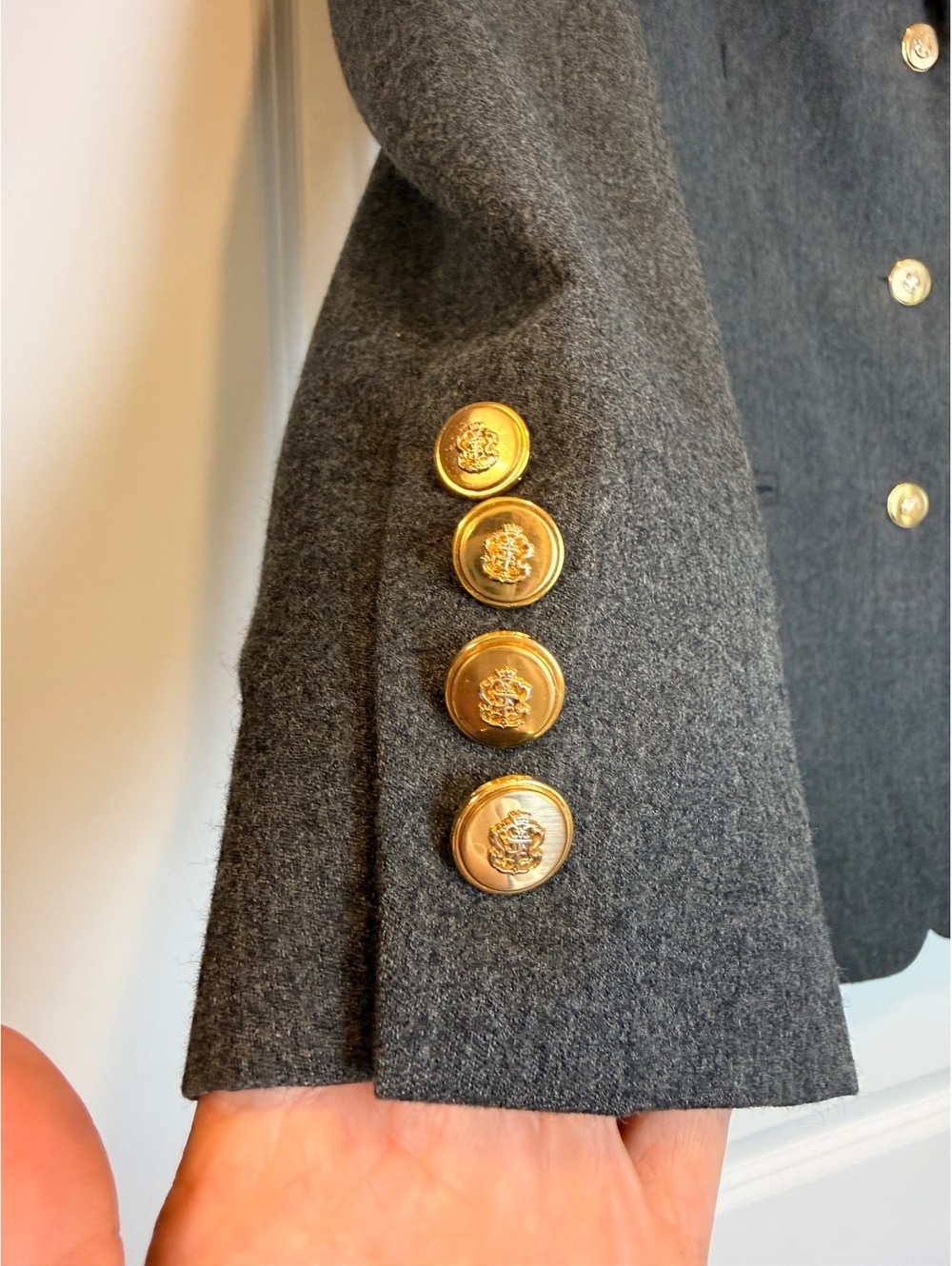 Vintage Talbots 100% Italian Wool Blazer Size 6 Gray / Gold Buttons Made in USA - Picture 4 of 12